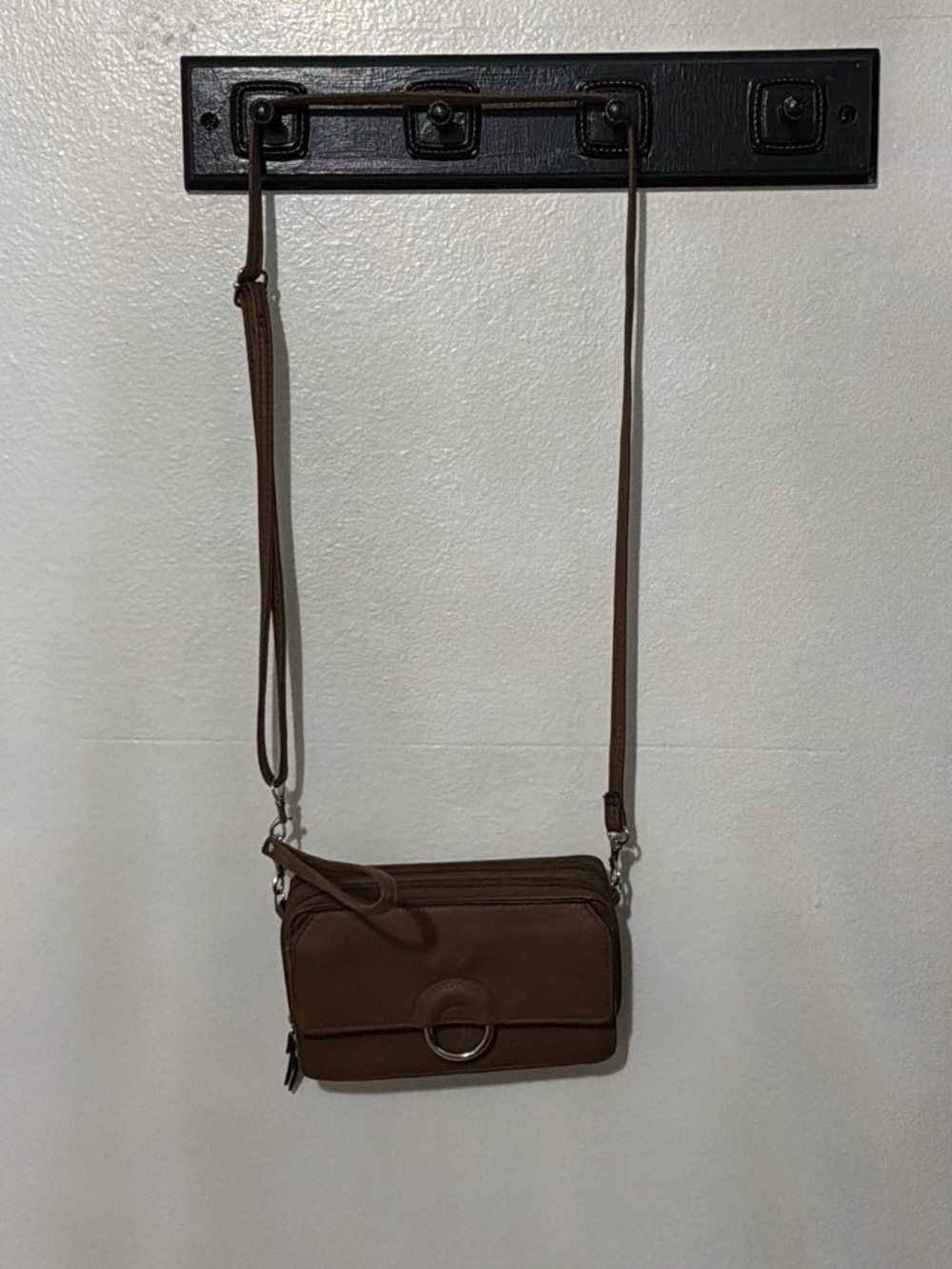 Brown Bueno Crossbody Shoulder Bag with Front Ring Accent